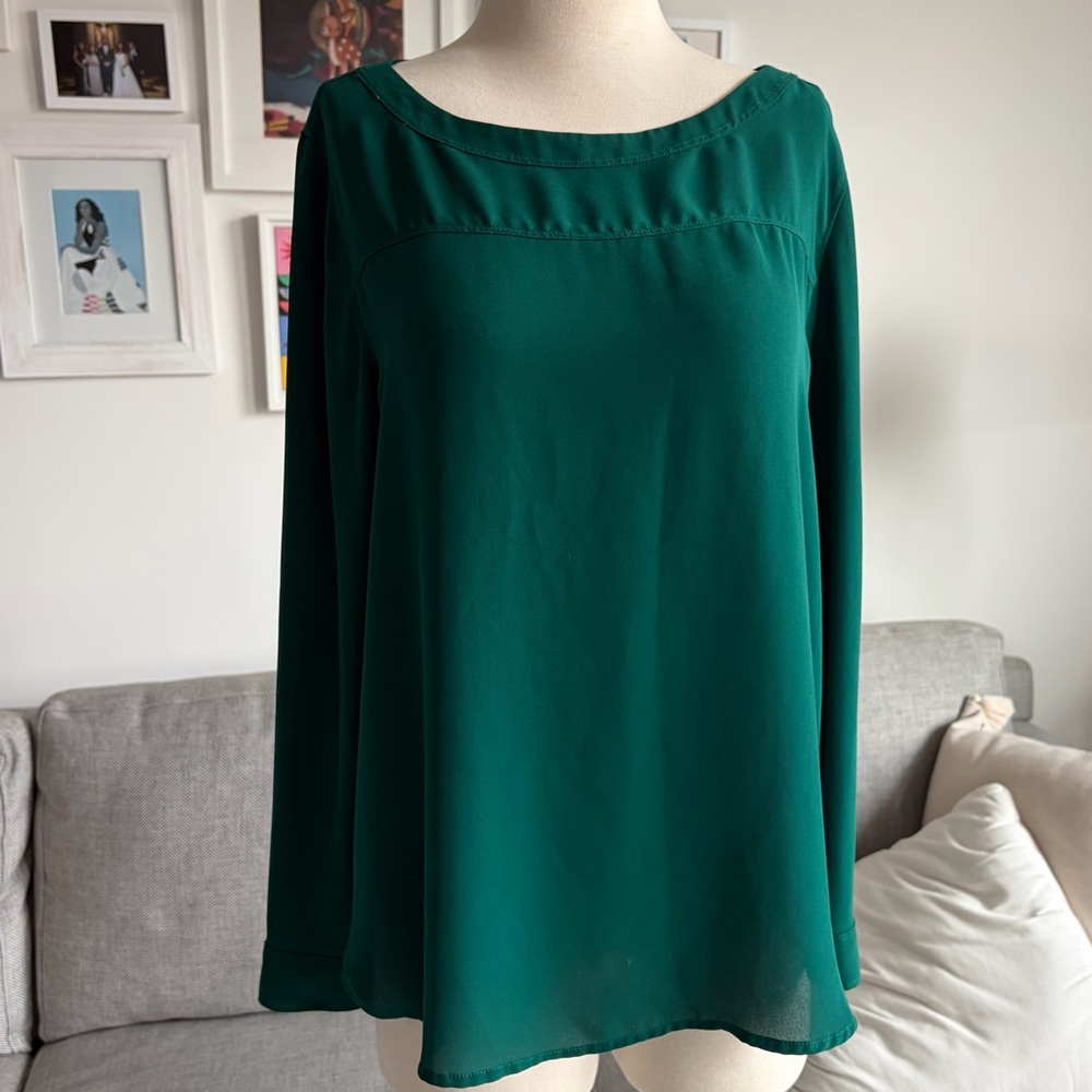 LOFT Emerald Green Pleated Blouse